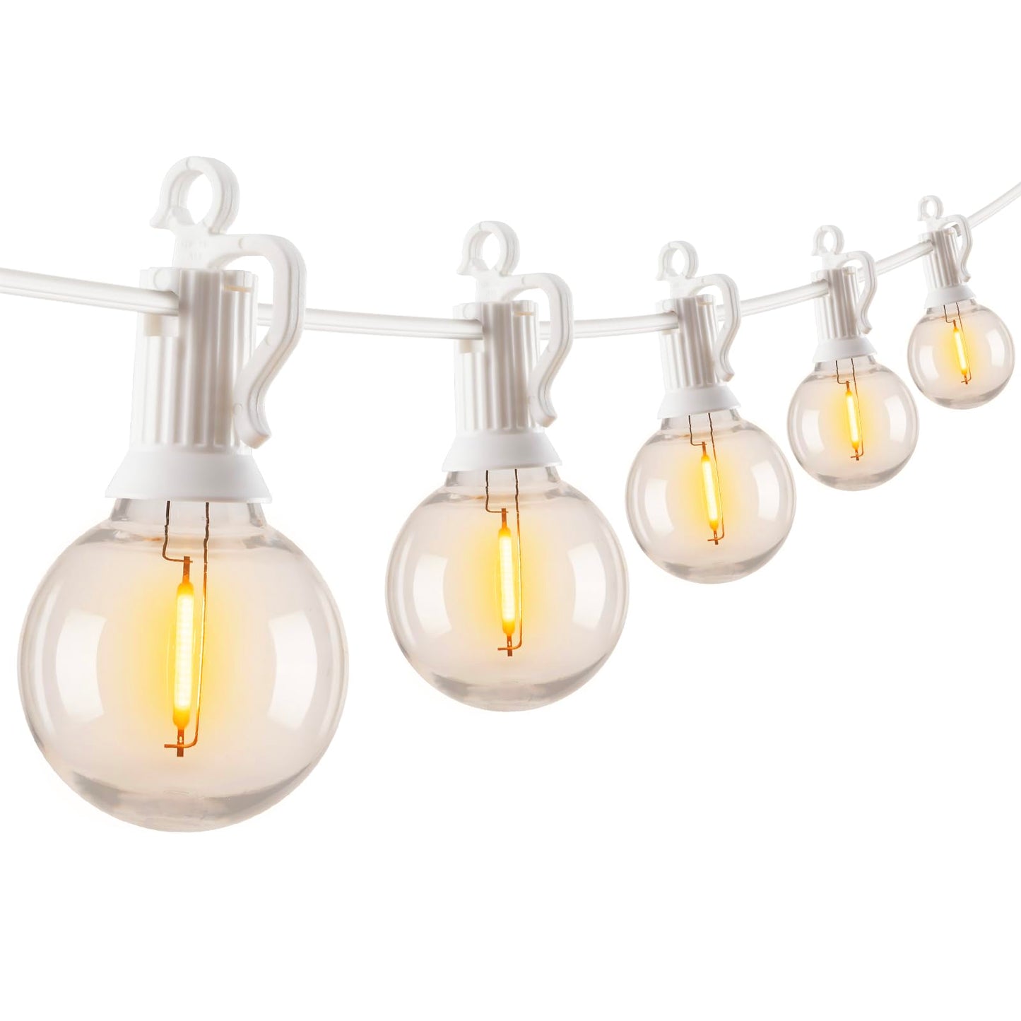Brightown Outdoor String Lights - 50Ft Waterproof Led Globe Lights With 25 G40 Bulbs, All-Weather Patio Decor, White