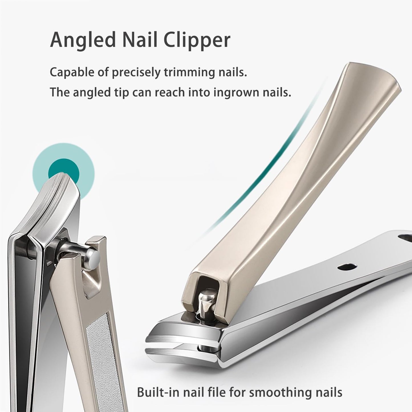 Toenail Clippers for Seniors Thick Toenails Angled Head Large Toe Nail Clippers Heavy Duty Ingrown Toenail Clippers with Wide Ja