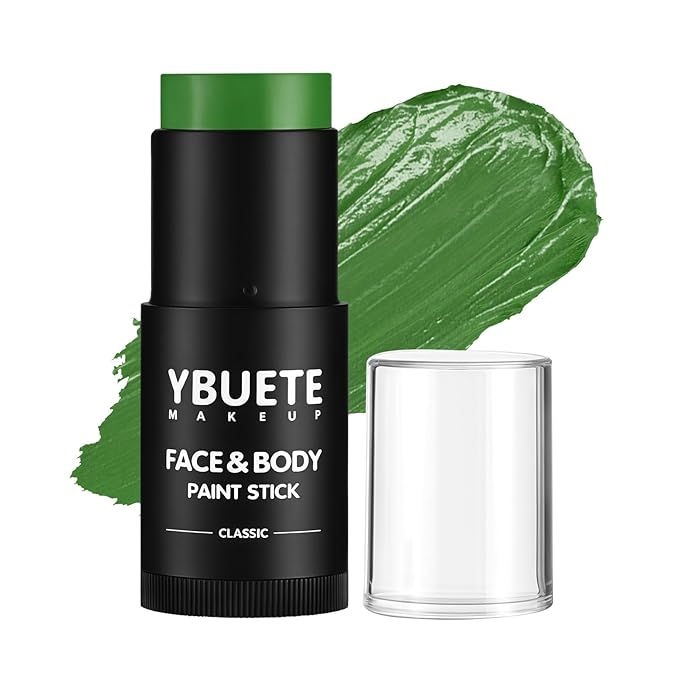 Green Oil Based Face Body Paint Stick, Non-toxic Full coverage Face Painting for Halloween Cosplay Makeup Hulk Witch Monster Joker, Waterproof Cream Green Body Paint for Adults Costumes Party