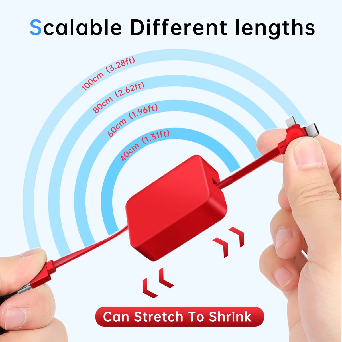 6 Pcs 3 In 1 Retractable Multi Charging Cable (3.28Ft) With Usb C/Micro Usb/Ip And Phone Stand, Festivals And Birthday Gift For