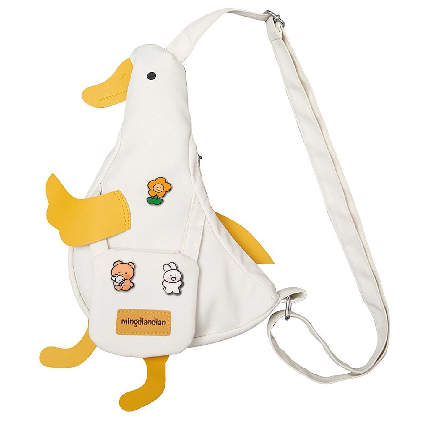 PRLINJSK Kawaii Purse, Cute Duck Crossbody Shoulder Bag, Novelty Messenger Purse for Women with Pins Gifts