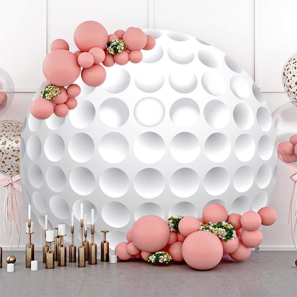 Leyiyi 7.2x7.2ft Golf Birthday Party Round Backdrop Cover Outdoor Sports Theme Photography Background Circle Backdrop Cover for Golf Sports Themed Birthday Party Decoration Golf Club Lovers Photo Prop