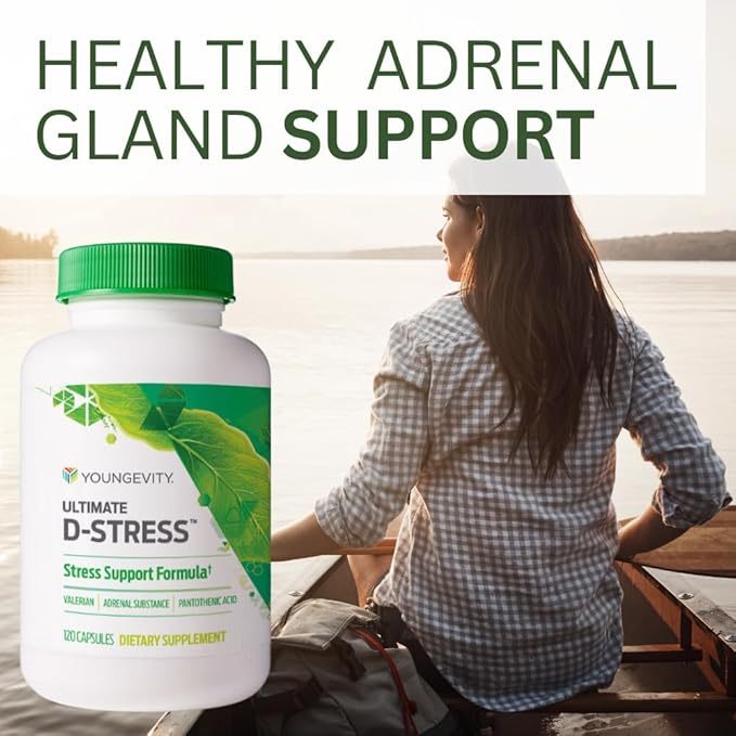 Youngevity Ultimate D-Stress™ – Natural Stress Relief Supplement with Magnesium, Valerian Root Extract, and B Vitamins – Supports Adrenal Health and Nervous System – 120 Capsules (Pack of 1)