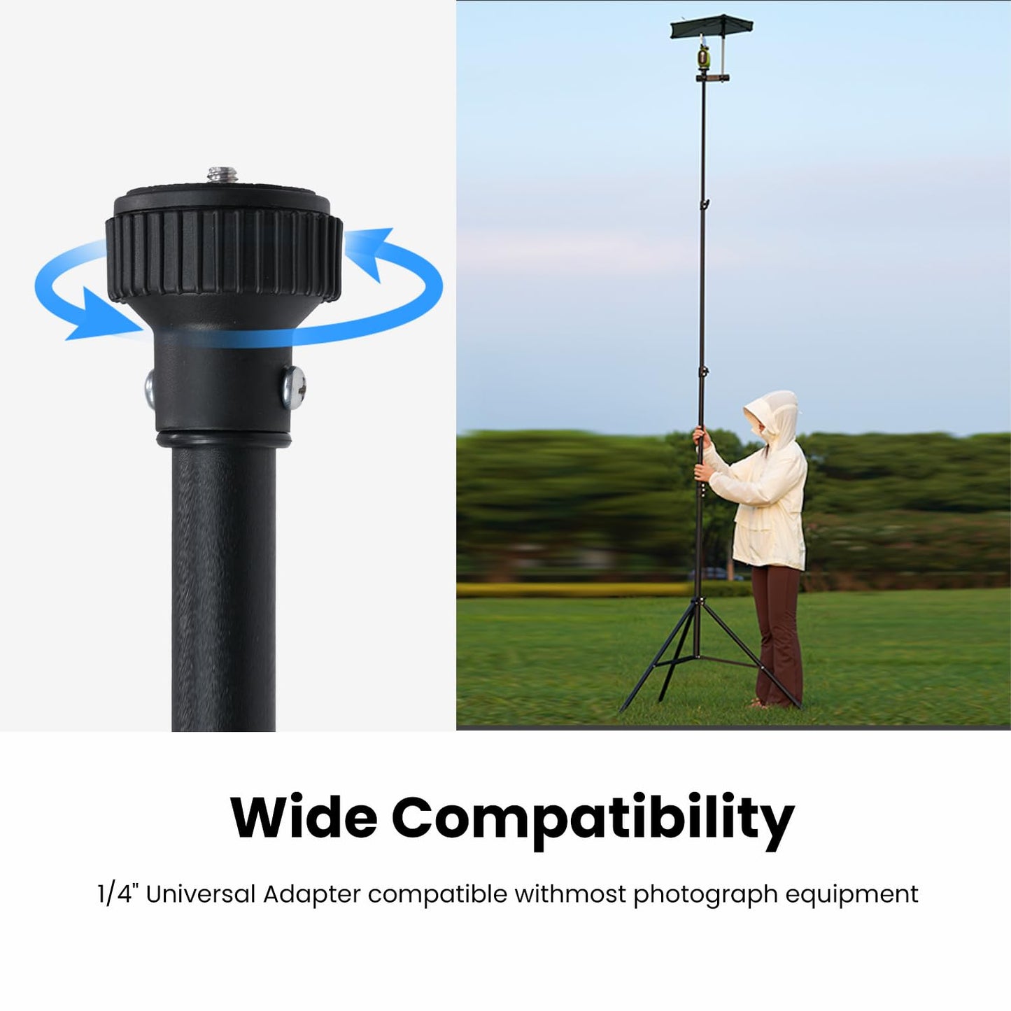 XbotGo Update T4 Tripod for Soccer/Basketball Games Recording: Up to 13 Feet, Extra Quick-Release Mount, Storage Bag, Non-Slip Feet, Wind Resistant, 1/4” Screw Compatible with Most DSLR Cameras