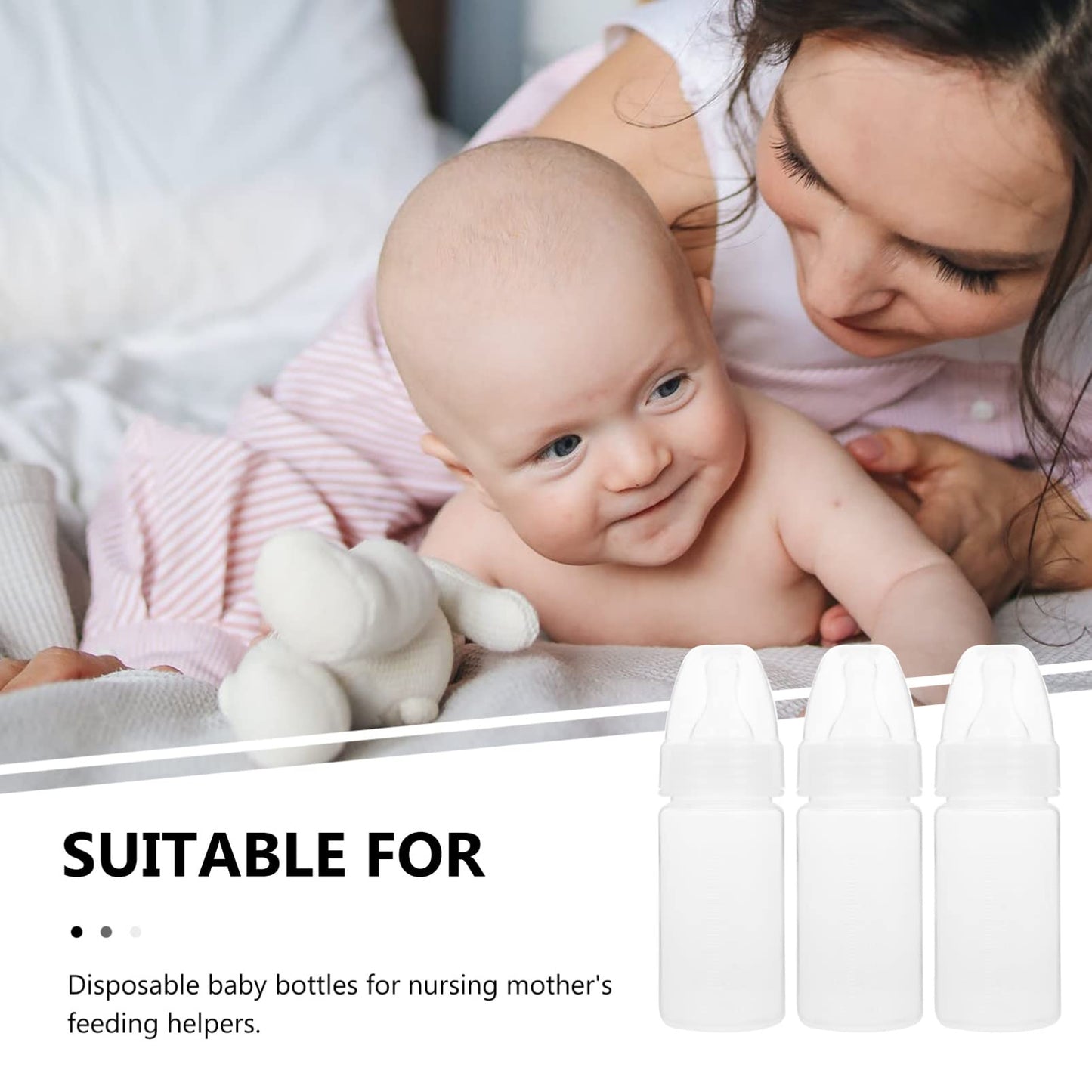 EXCEART ewborn Disposable Milk Bottle 5Pcs Clear Scale Milk Powder Bottles Infants Baby Bottles with Nipple (White)