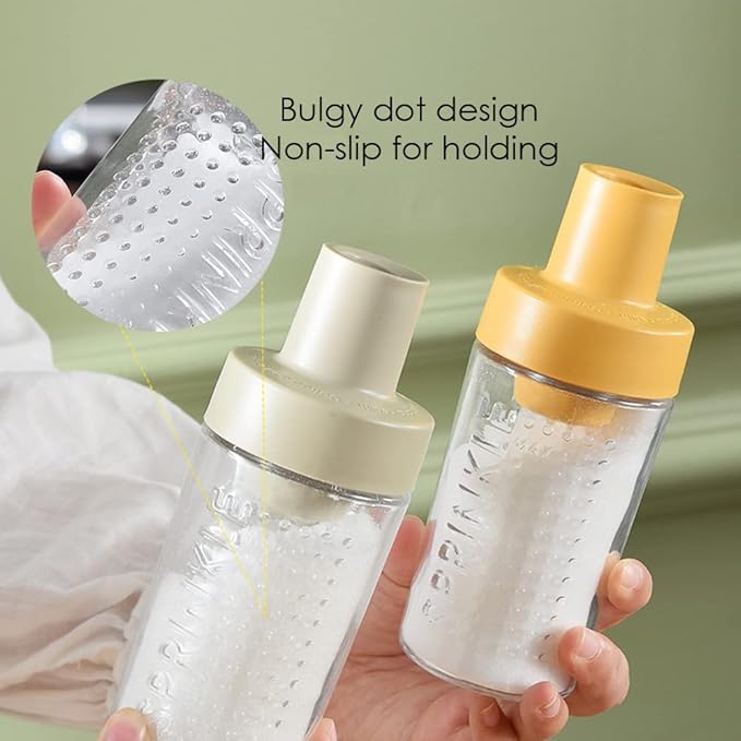 Sugar Dispenser Bottle - Glass Sugar Shaker for Coffee, Cereal, Tea & Baking with Pouring Spout and Lid, 8.5oz Glass Bottle Sugar Dispenser Pitcher, Yellow