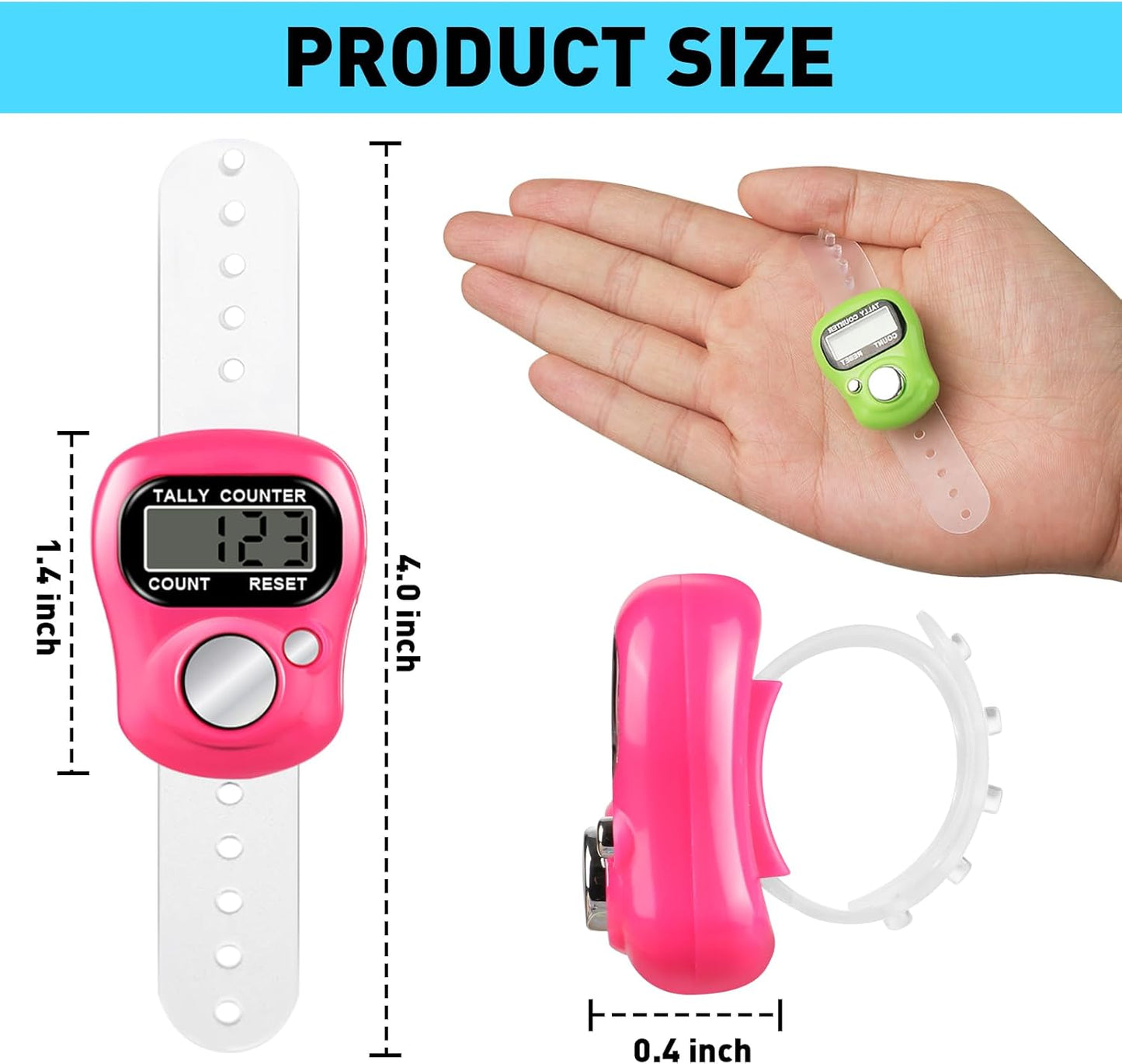 Electronic Finger Counter, Electronic Digital Display, Hand Tally Clicker Counter, Digital Handheld Tally Counter for Counting Numbers Knitting Coaching Golf Lap Fishing School Sports Event