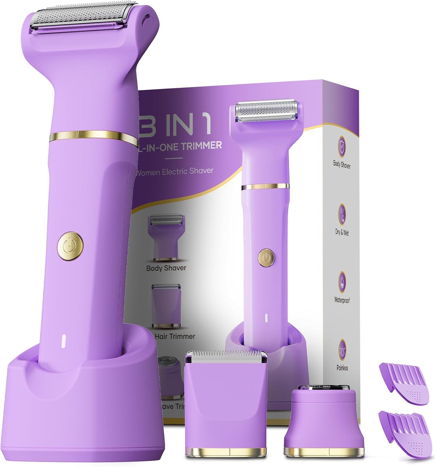 Bikini Trimmer for Women - Tiovara Cordless Electric Razors, Painless Electric Shaver IPX7 Waterproof Pubic Hair Removal with US