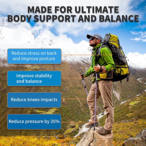 AISUNOURDOOR Lightweight Adjustable Trekking Poles, Aluminum Collapsible Travel Hiking or Walking Sticks for Women Childre...