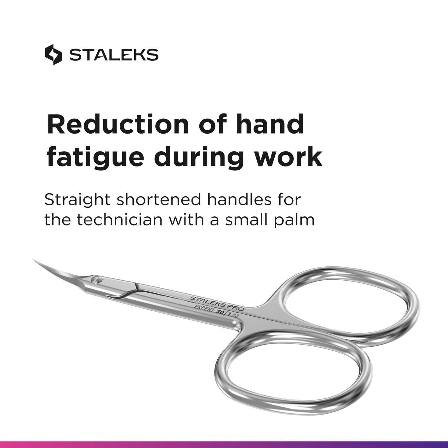 Staleks Pro Professional Cuticle Scissors Expert 50 Type 1 - Sharp Manicure Scissors - Thin Blades - High-Alloy Stainless Steel