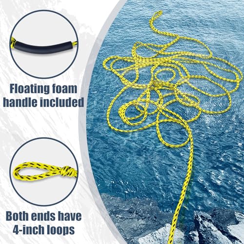 Vortexain Boat Tow Rope 60ft 3-6K, Floating Ropes for Towable Tubes Accessories
