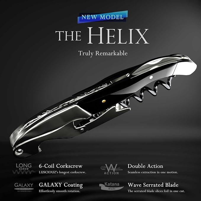Zero Resistance Corkscrew Silent Wine Bottle Opener Waiters Corkscrew Wine Key Made in Japan (6-Coil Long Corkscrew)