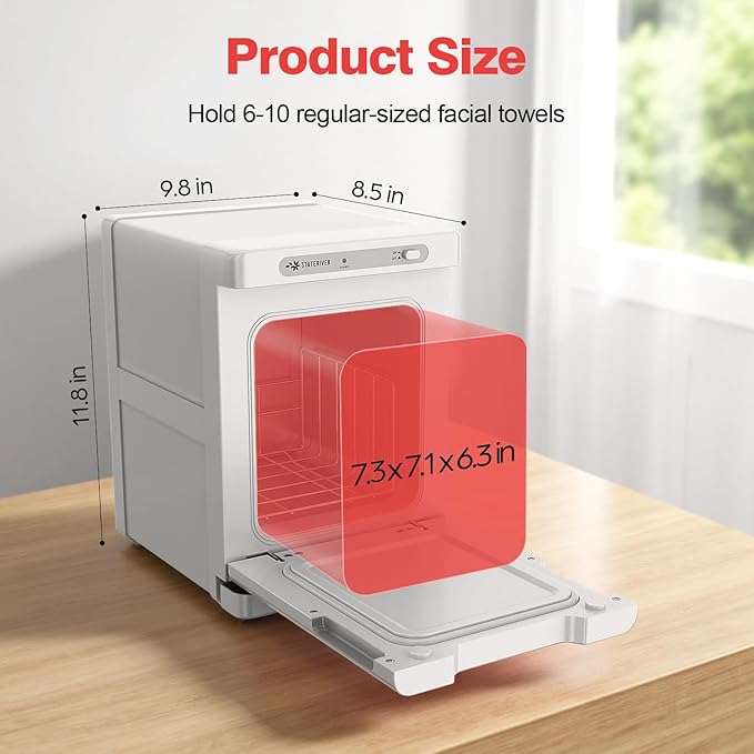 Hot Towel Warmer, 5L Towel Warmer Cabinet, Small Towel Heater with Stainless Steel Rack, Professional Towel Heating Box, Use for Spa, Beauty Salon, Barber, Massage, Gym, Home (White)