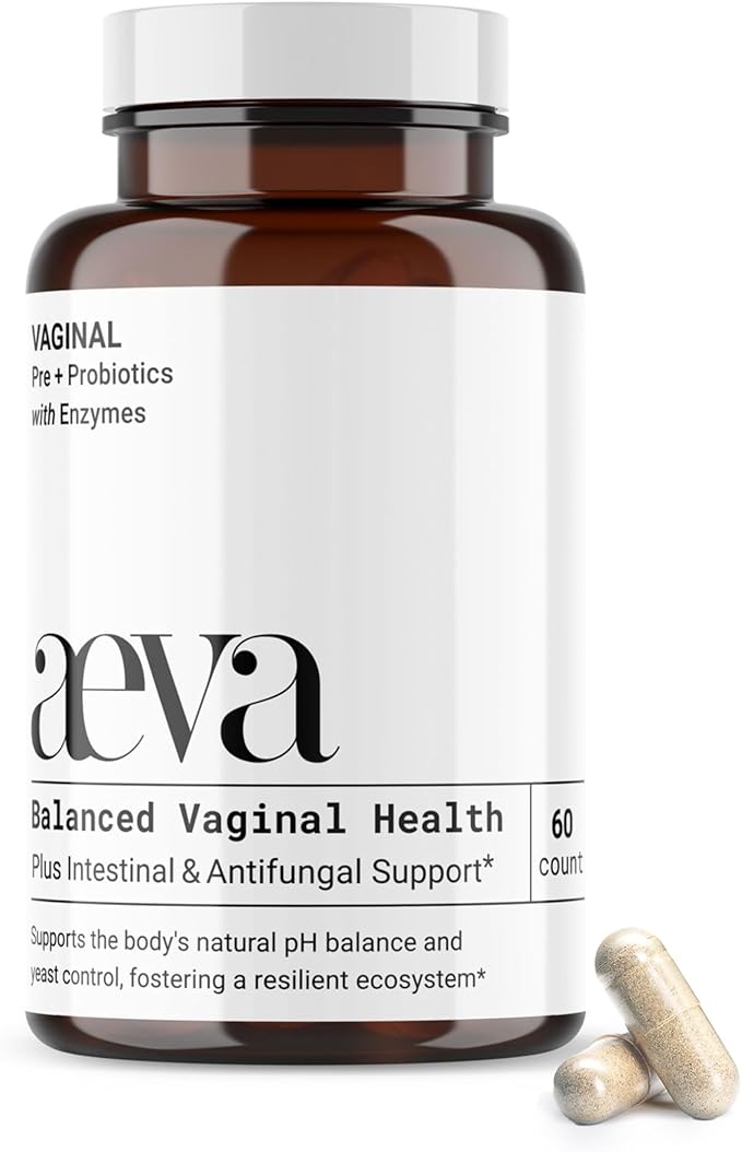 Aeva Vaginal Microbiome Support – Probiotics + Prebiotics with Enzymes & Fulvic Acid – Supports Vaginal Health, Yeast Balance, Candida & Gut Wellness – Functional Medicine Formula – Made in California
