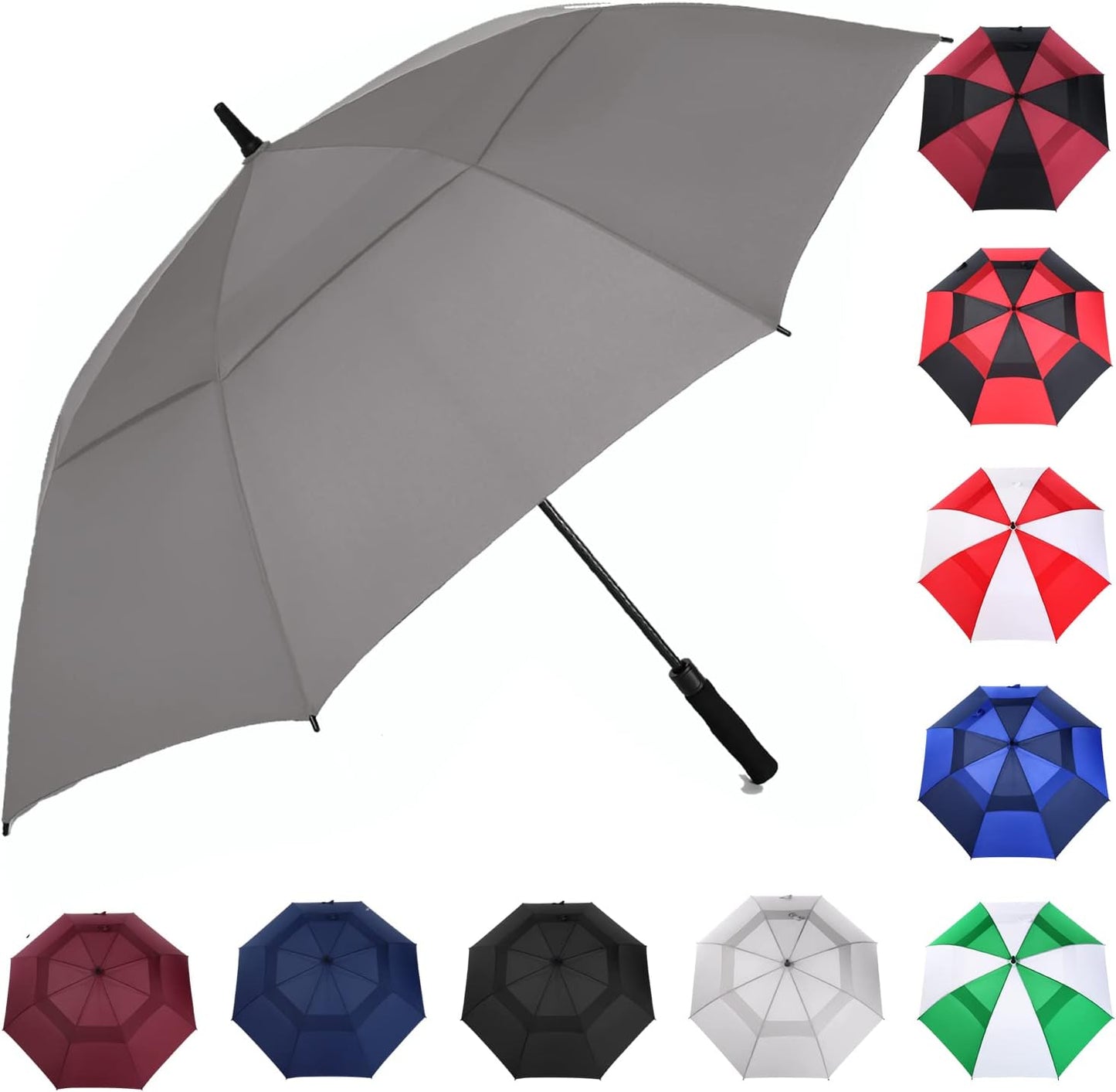 MRTLLOA Extra Large Golf Umbrella, 54/62/68/72 Inch Automatic Open, Oversize Double Canopy Vented Windproof Waterproof Sports Umbrellas for Rain