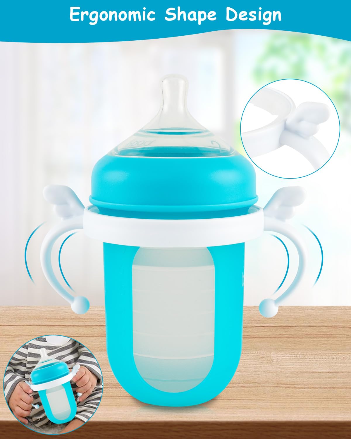 XUNICUTE Baby Bottle Handles for Boon Bottles, Ergonomic Bottles Holder for Newborn, 3 Count