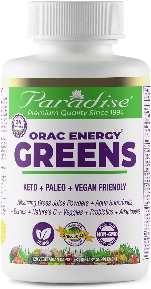 Paradise Herbs ORAC Energy Greens, Multi-Vitamin with Iron & Collagen Extreme Bundle