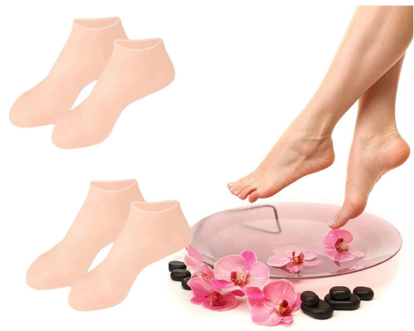 2 Pairs Silicone Socks for Dry Cracked Feet Women,Silicones Moisturizing Socks,Foot Spa Pedicure Silicone Socks for Repairing Dr
