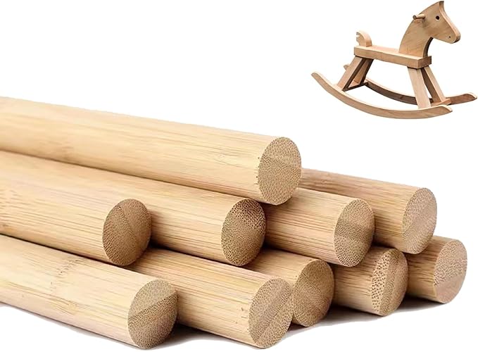 1/2 x 17.5 Inch 10 PCS Dowel Rods Wood Sticks Wooden Dowel Rods - Unfinished Bamboo Sticks - for Crafts and DIYers