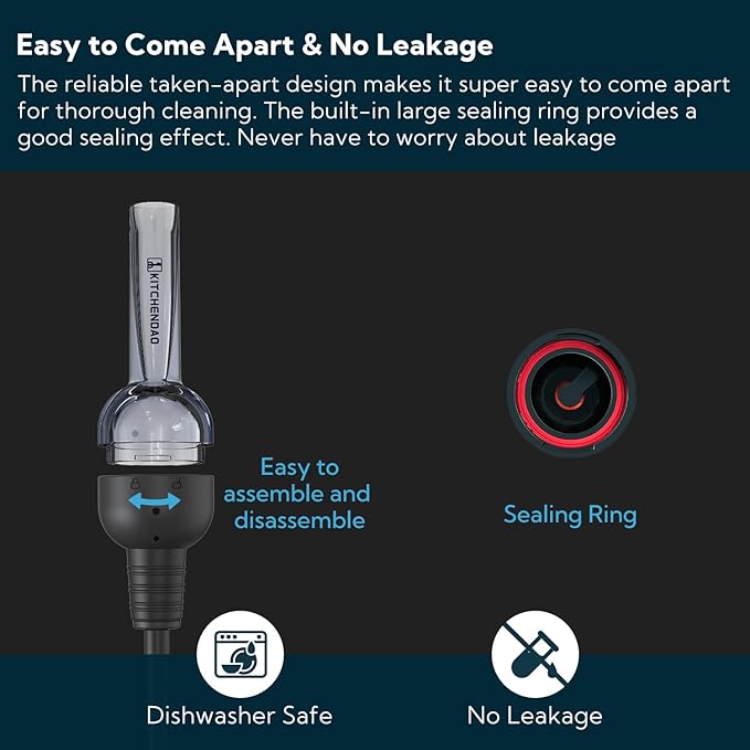 KITCHENDAO Detachable Wine Aerator Pourer - BPA Free Tritan Premium Wine Air Aerator Decanter Spout Dispenser - No Drip or Spill - Improve Taste and Bouquet Instantly - Dishwasher Safe