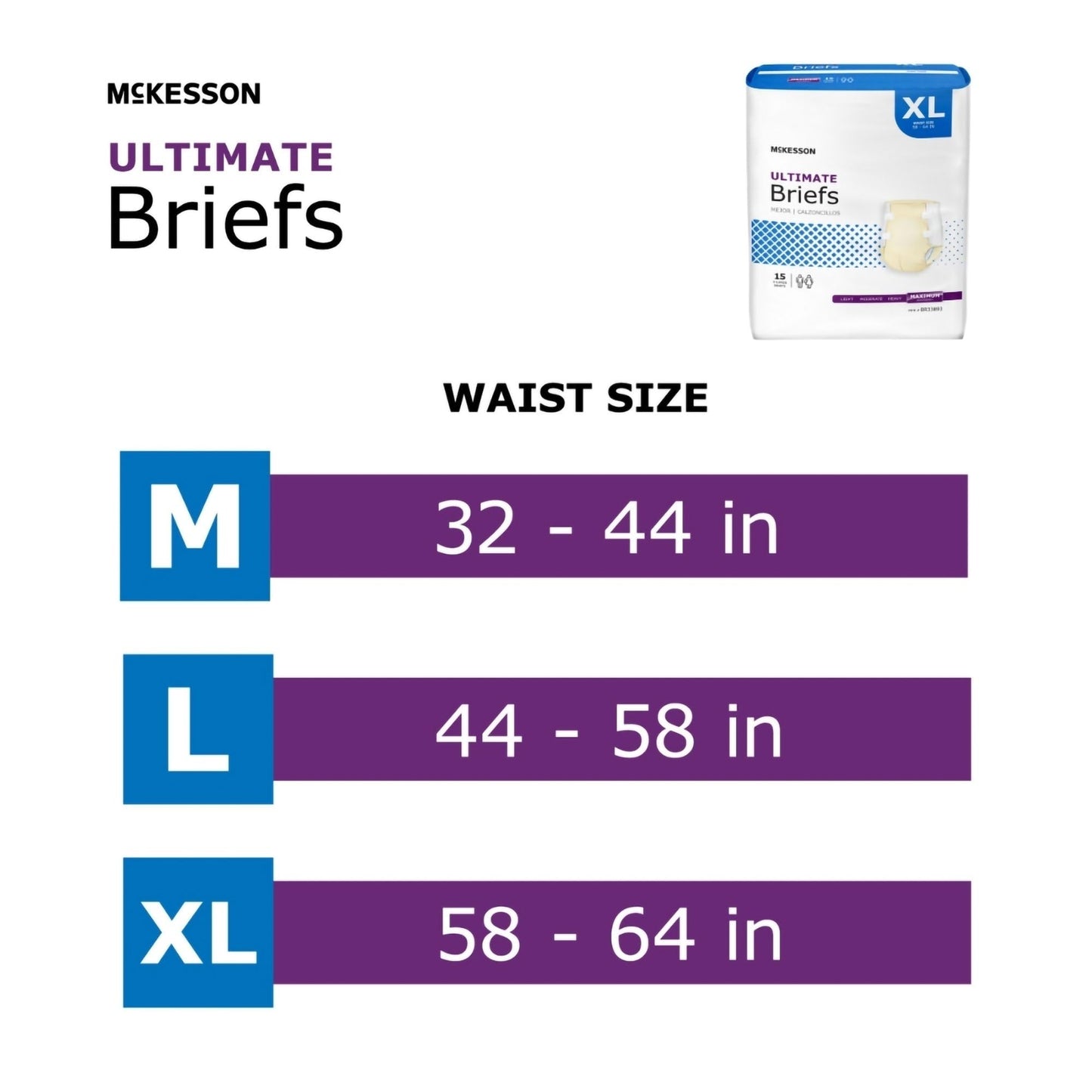 McKesson Ultimate Briefs, [60 Count], Size XL, 58-64 in. Incontinence Adult Diapers with Tabs, Maximum Absorbency, Unisex, Disposable, Elastic Leg Gathers and Contoured Fit for Men and Women