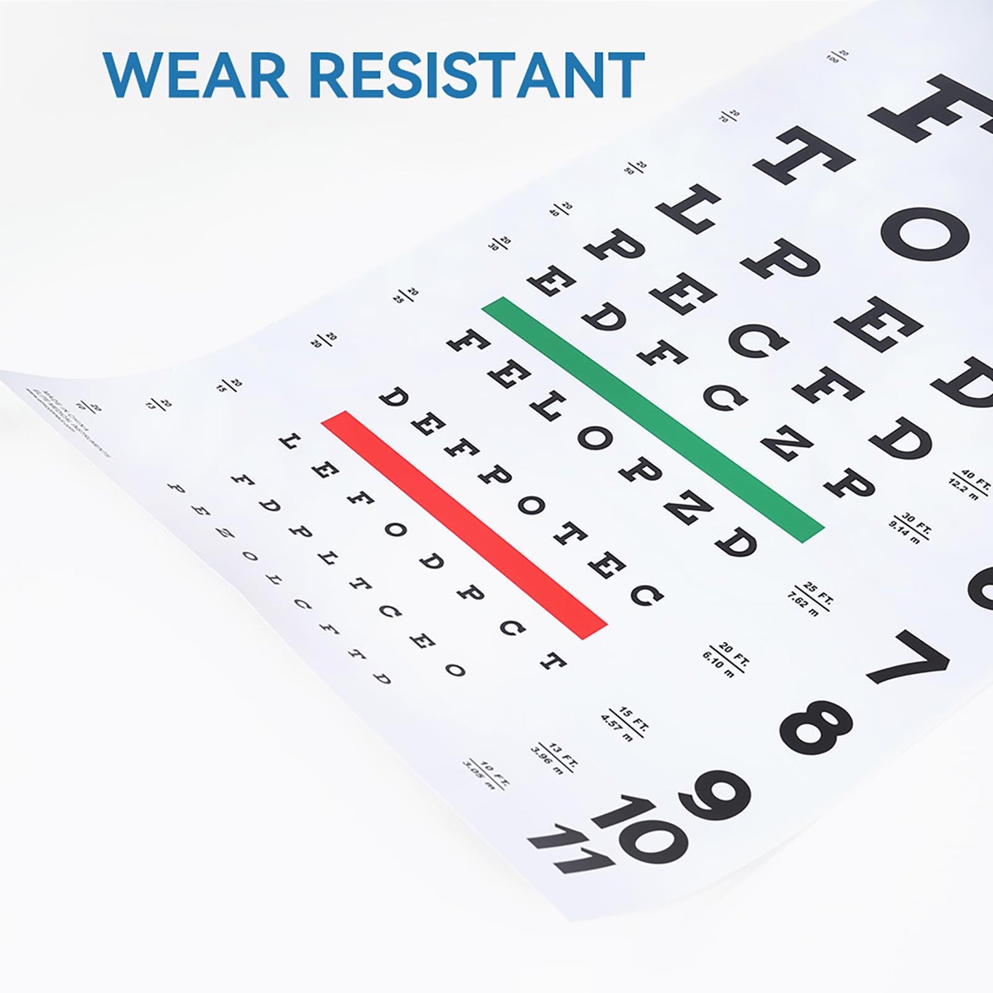 AISITESY Snellen Eye Chart with Fixing Sticker 11x22 in Eye Charts for Eye ExamsIdeal for Doctor's OfficeSchool, Home with Eye occluder and Pointer 4 Fixation Patches