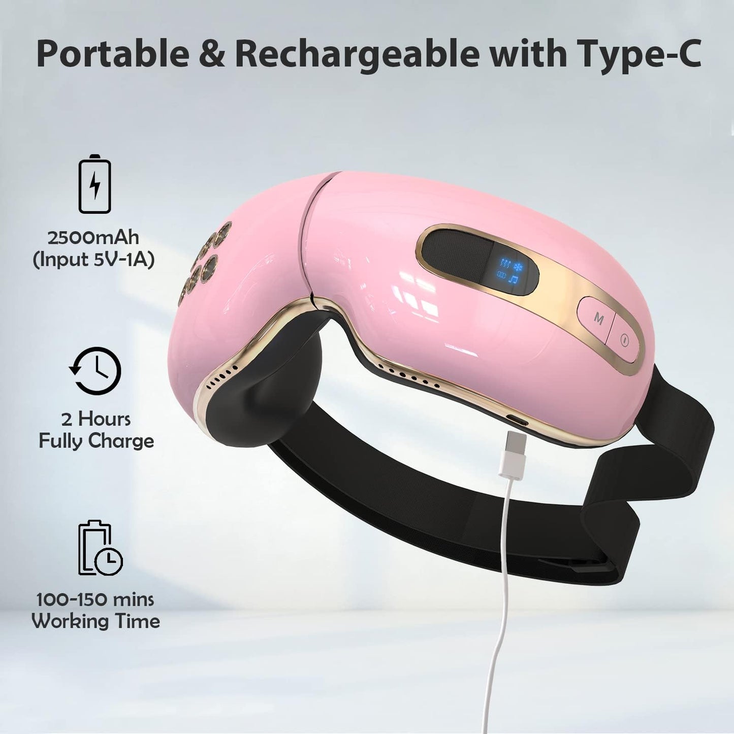 fmlave Eye Massager with Heat and Coolling for Migraines, Dry Eyes, Eye Strains, Eye Massager Mask Heat Cold Tech Bluetooth Music for Sleeping Birthday Gifts for Women Men