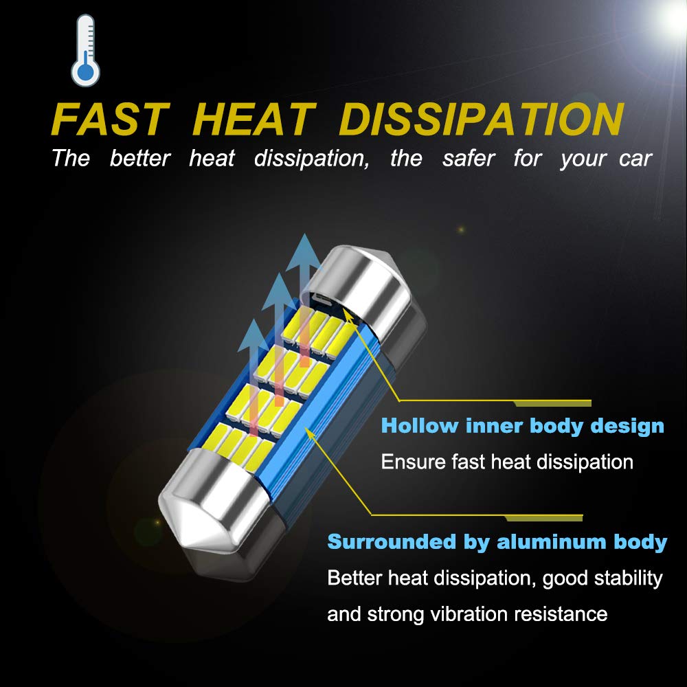 Xinyang 2Pcs 6418 Led Car Bulb 36Mm Festoon 16-Smd 4014 Chipsets White For Interior Dome License Plate Lights