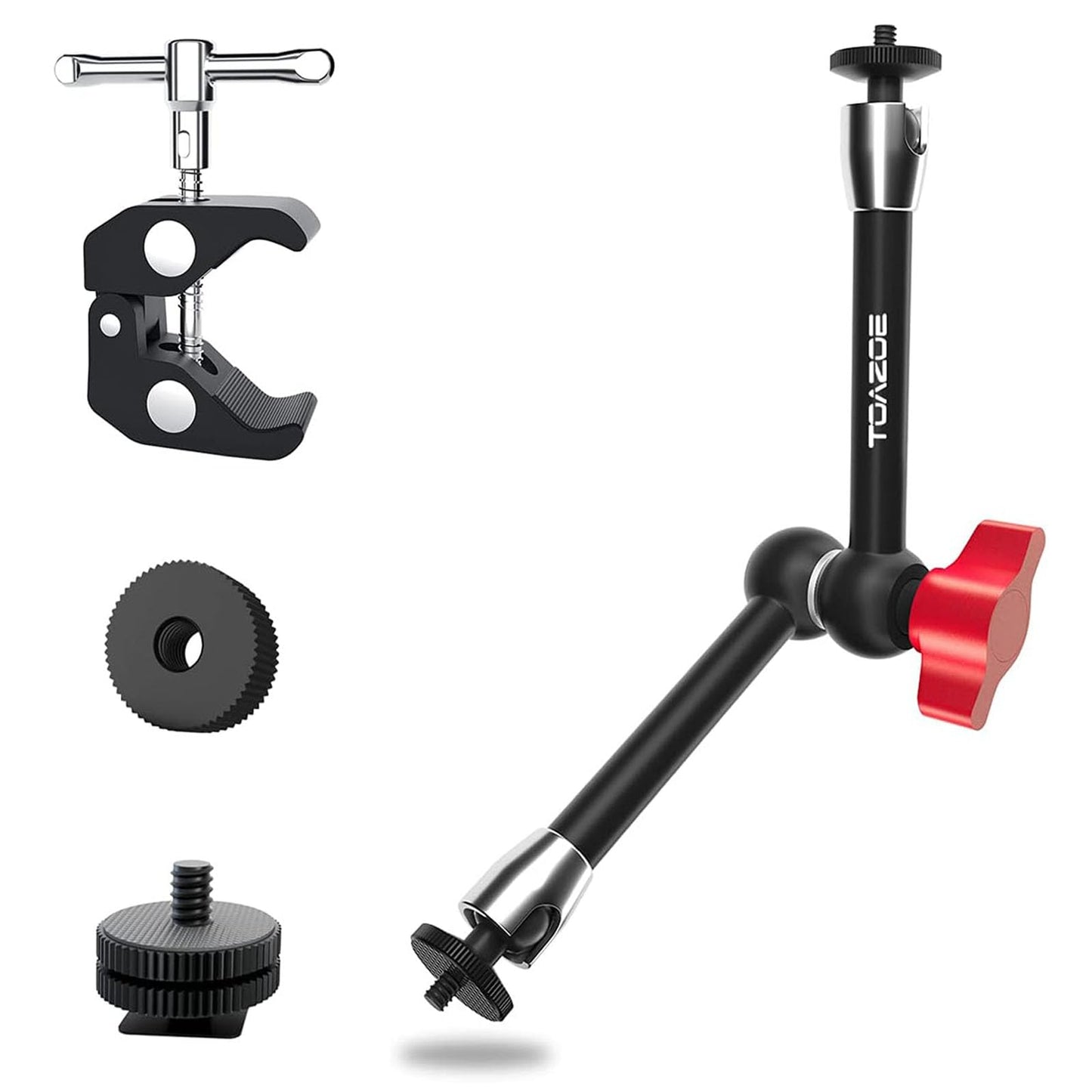 Toazoe 11 Inch Adjustable Articulating Friction Magic Arm & Super Clamp Set Compatible With Field Monitor, Video Light, Fill Lig