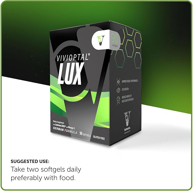 Vivioptal Lux, 90 Softgels, Adult Vitamins, Improve Visual Performance, Omega 3, Zinc, and Vitamin C & E, Multivitamin & Multimineral, Gluten Free, German Formula