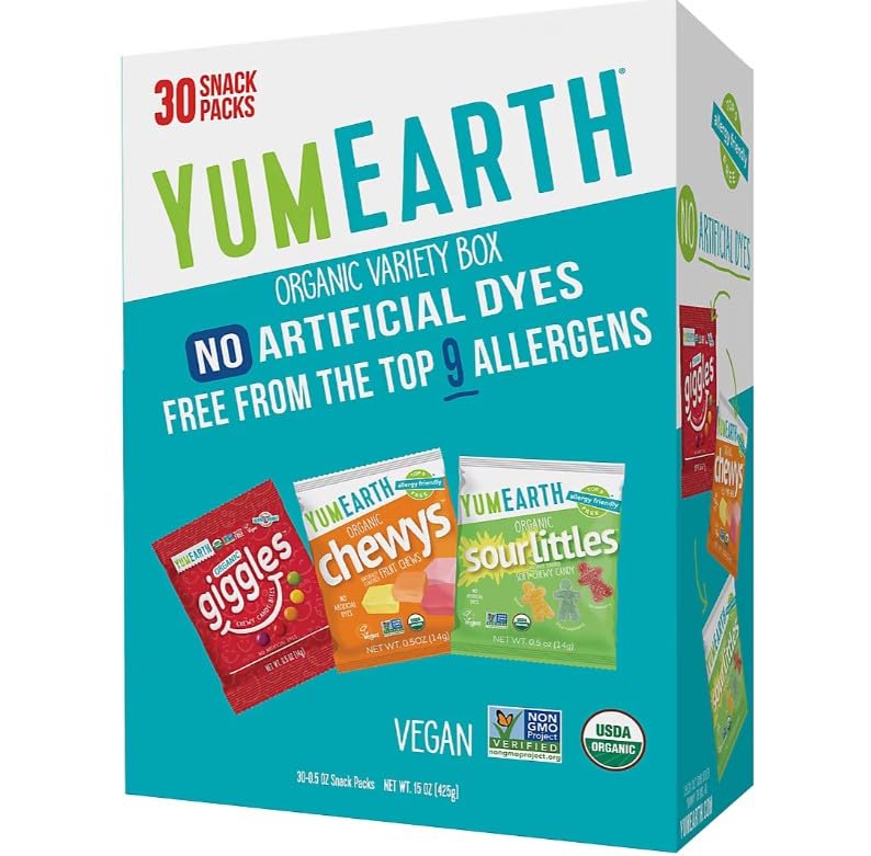 YumEarth Organic Variety Candy Box  30 Snack Packs.