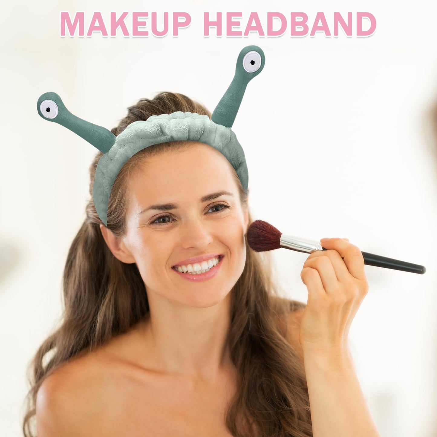 Jowmoy Cute Dark green Snail Headband,Wash Face for Women Makeup Shower Spa Headband