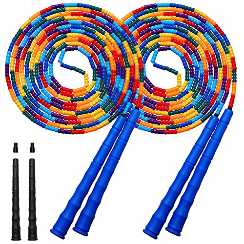 Kingcolor Double Dutch Jump Rope Long Jump Rope 16 FT 1 Pack/2 Pack, Adjustable Soft Beaded Diy Jump Rope for Kids Adult L...