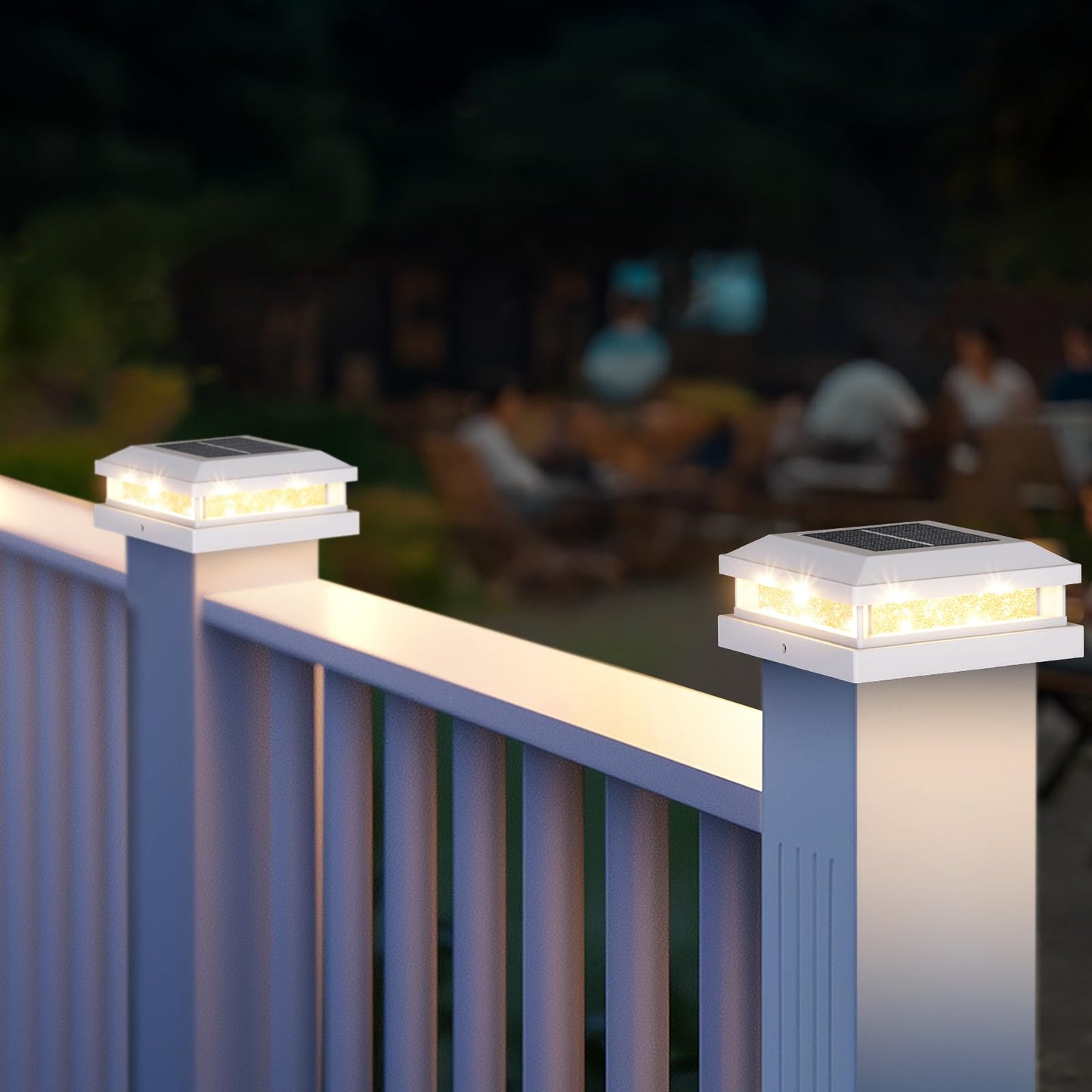 8-Pack Solar Post Cap Lights Outdoor  Waterproof Solar Powered Deck Lights For 4X4 4.5X4.5 5X5 Wooden/Vinyl Post  Outside White Fence Light With 16Leds Warm/Cool Lighting In Garden  Patio  Porch