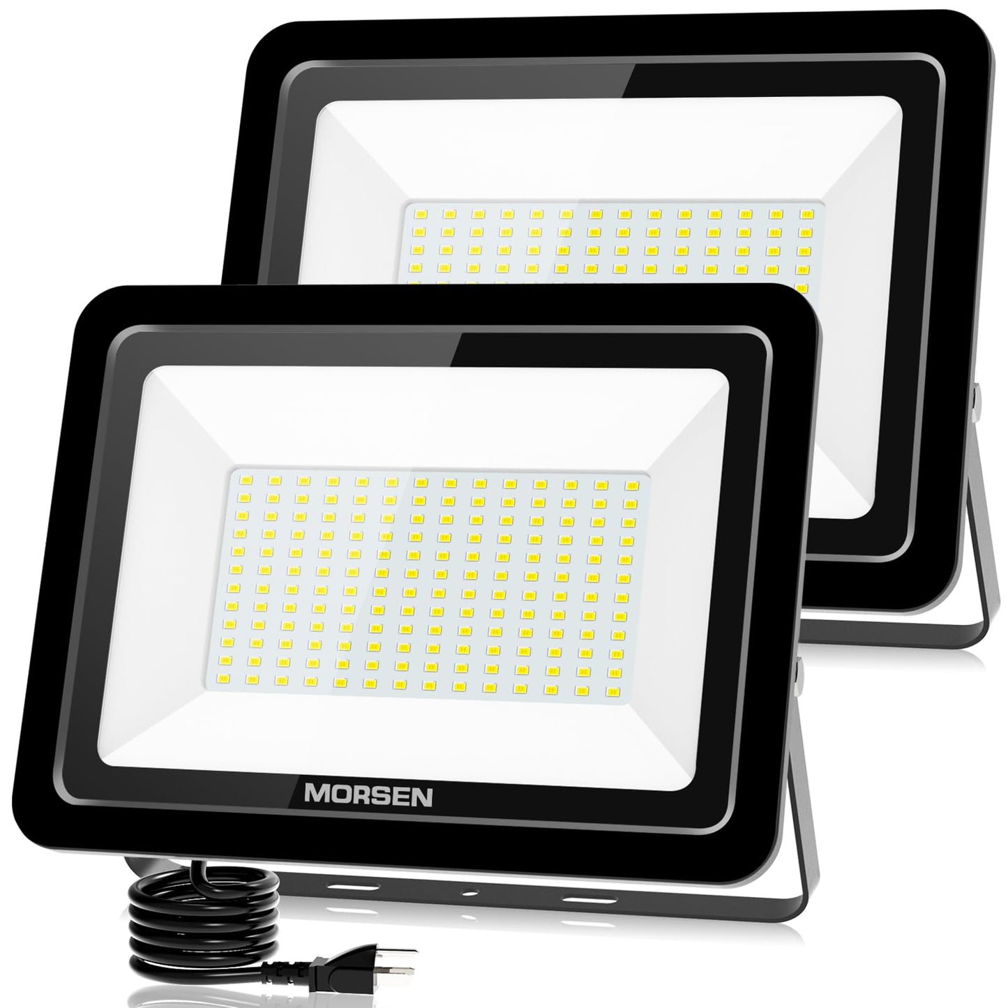 MORSEN 200W LED Flood Light - 20000LM, IP66 Waterproof, Daylight, 2 Pack, White