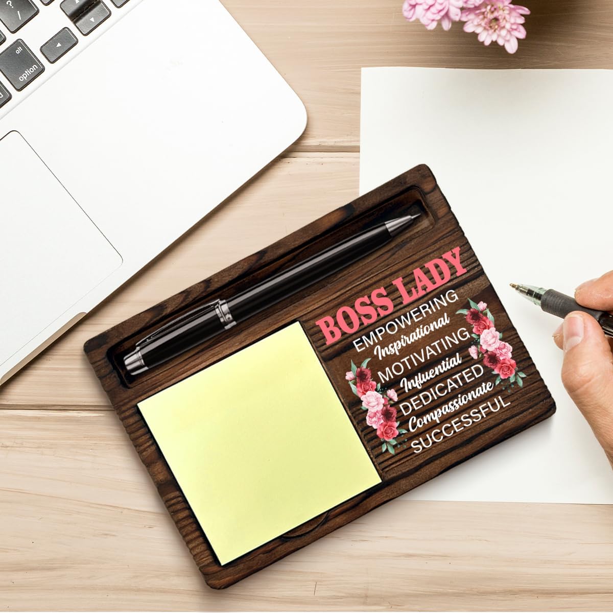 Boss Lady Gifts for Women, Gifts for Bosses Female Leader Boss's Day Retirement Birthday, Best Boss Lady Floral Sticky Note Holder Office Cubicle Decor