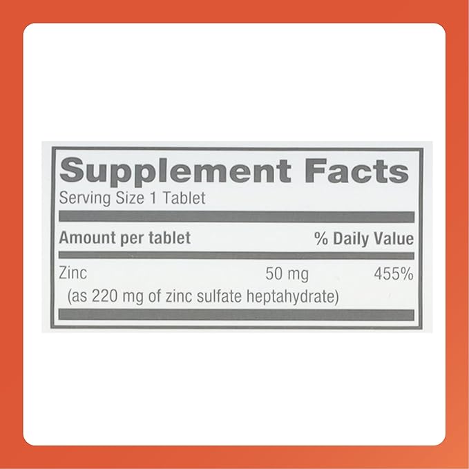 Rugby Zinc Sulfate 220 mg Tablets - Made with Zinc Sulfate Heptahydrate - Dietary Supplement - 100 Count (1 Pack)