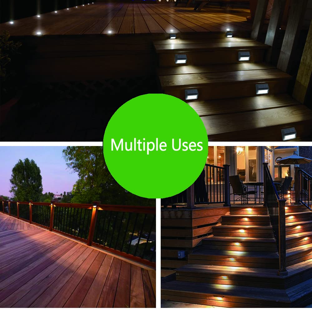 Follateas Solar Lights Outdoor  Waterproof Solar Powered Deck Step Lights For Patio Garden Backyard Garage Driveway Pathway Outside Wall Lighting (Warm White/12 Pack)