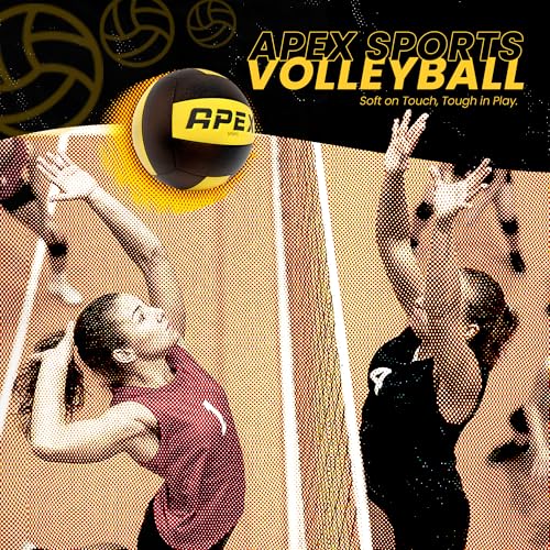 Apex Sports Professional Volleyball - Official Size and Weight, Premium Quality, High-Visibility Black and Yellow, Ideal f...