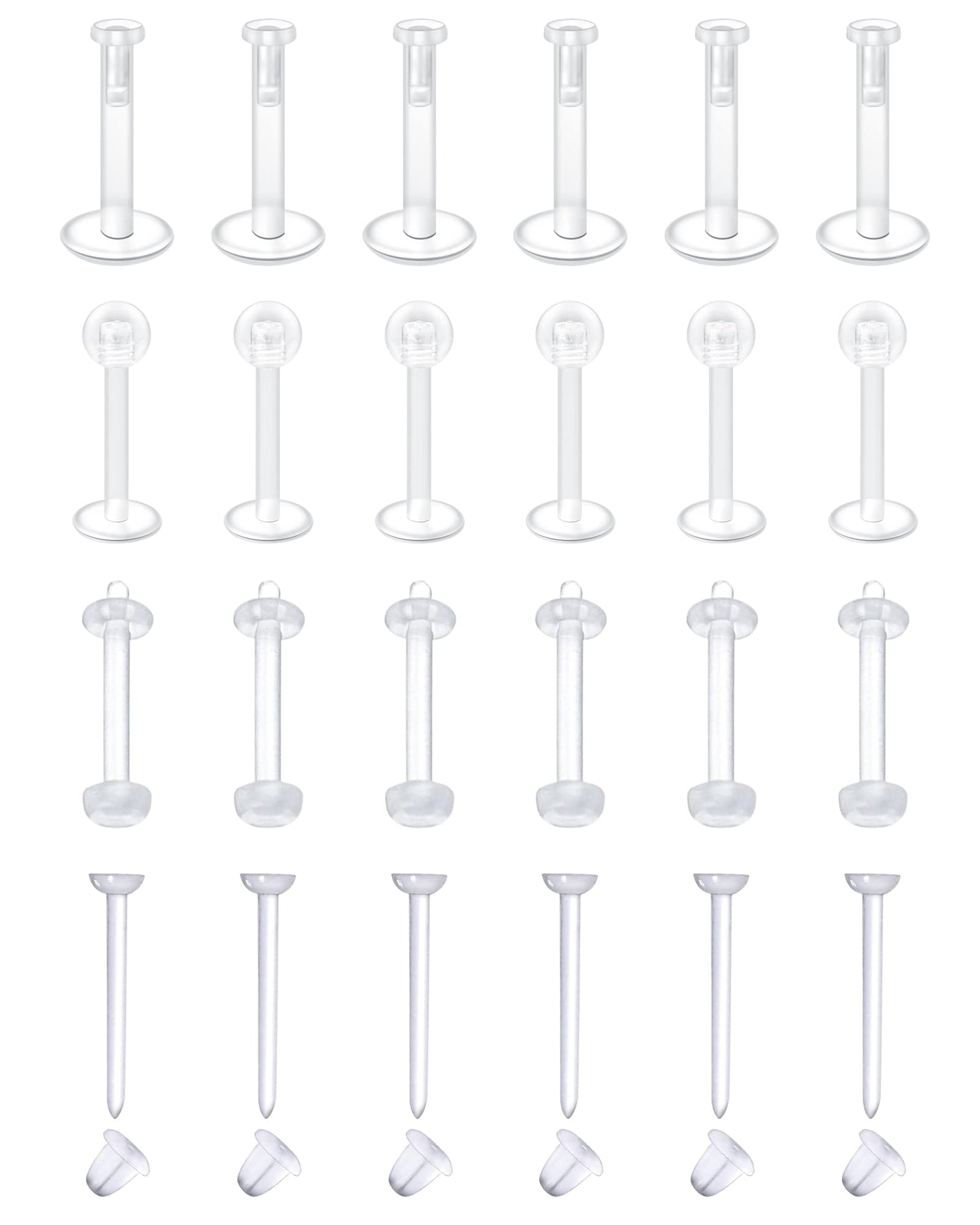 MODRSA 16g 20g Clear Cartilage Earrings Stud Plastic Earrings Clear Lip Rings Push on Plastic Medusa Labret Piercing Retainer Fl