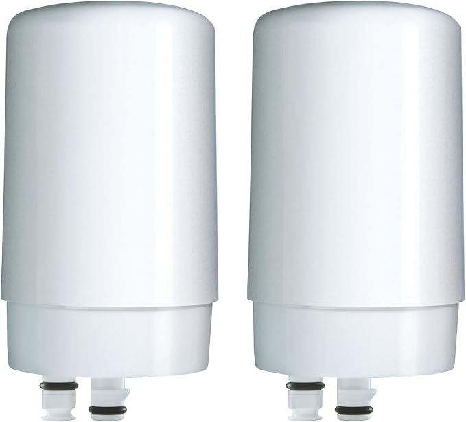 Brita Faucet Water Filter for Sink Water Filtration System, BPA-Free, Reduces Lead, Lasts Four Months or 100 Gallons, Includes 2 Filters, White