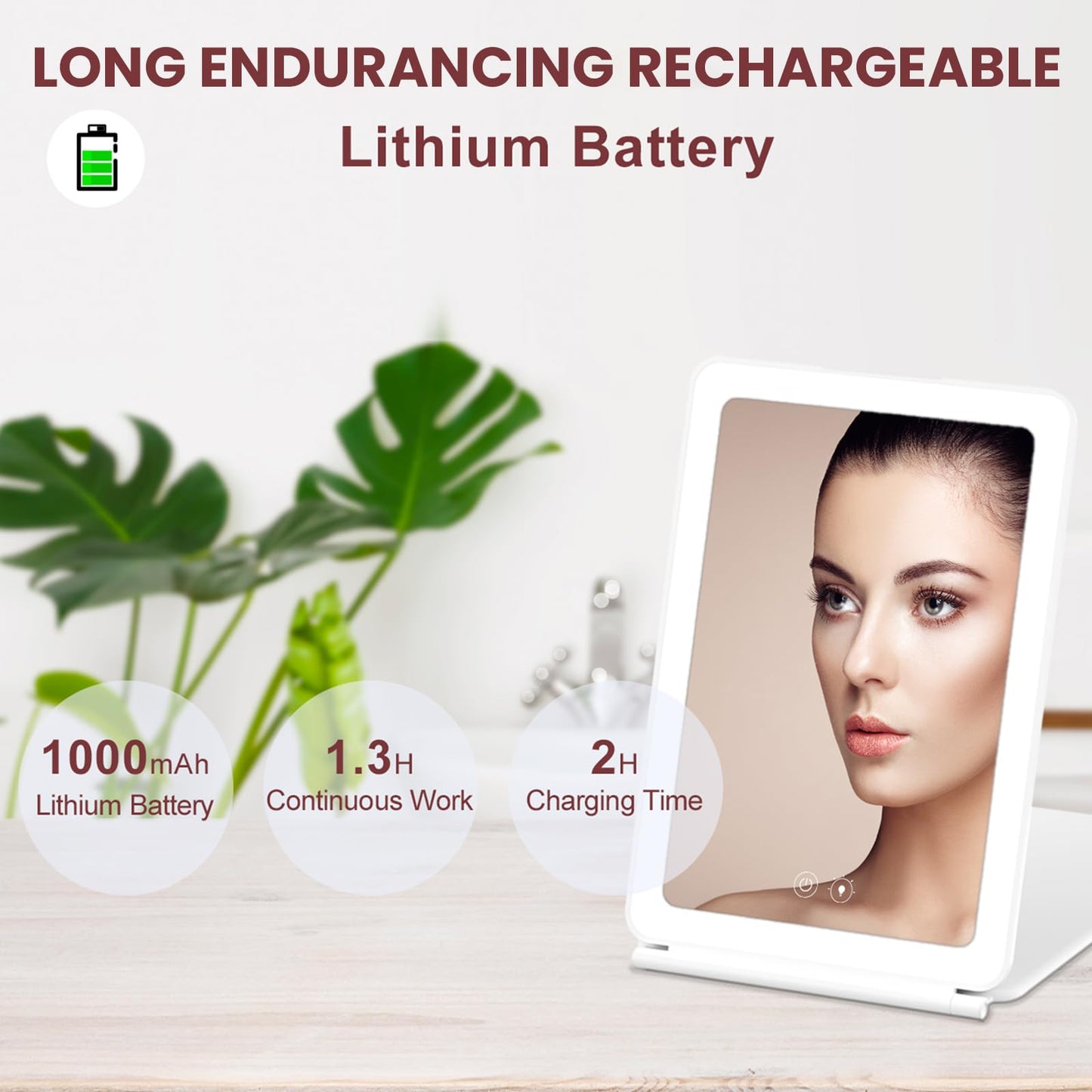 ROTOPATA Rechargeable Travel Makeup Mirror with 5X Magnification, Portable Lighted Travel Mirror with 72 LEDs, 3 Color Lighting