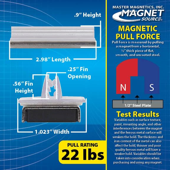 Master Magnetics Magnetic Sign Holder Pack - Magnetic Sign Holders for Door Frames, Metal Shelves, Whiteboards - Powerful Magnet - Retail EZ Grip Holder - 3" L x 1" W x 0.75" H - 25-Pack