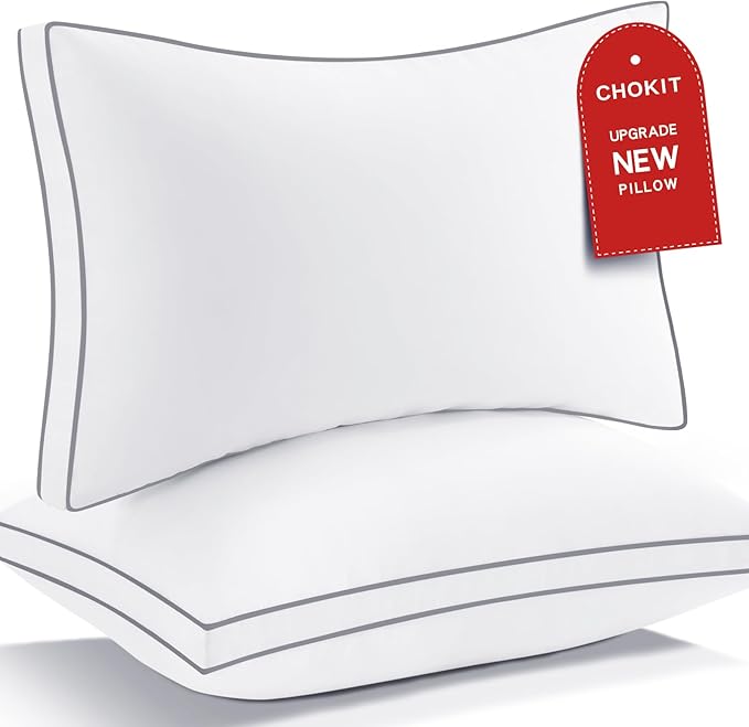 Premium Pillows Standard Size Set of 2, Fluffy and Supportive 7D Down Alternative Bed Pillow, Luxury Soft Hotel Quality Gusseted Pillow for Side Back Stomach Sleeper,Relief Neck Head and Shoulder Pain