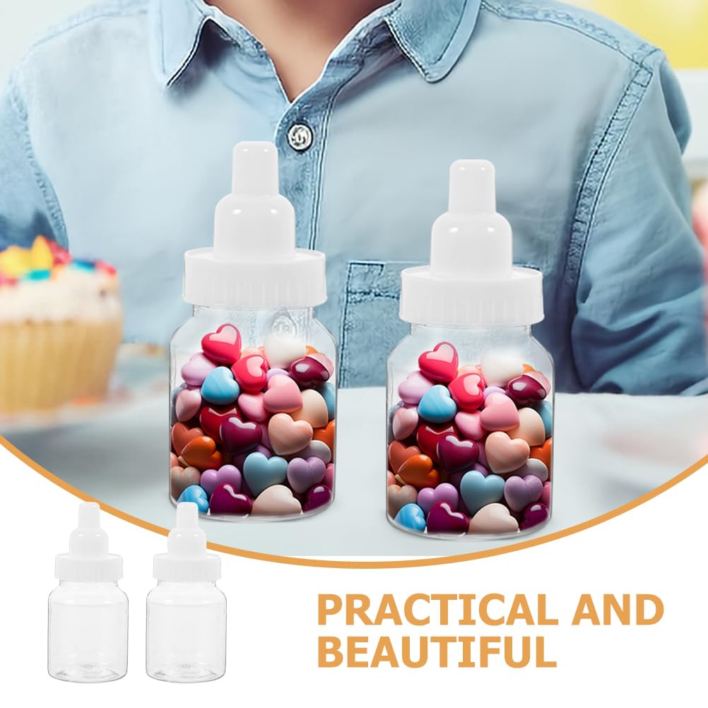 VOSAREA 20PCS Baby Mini Milk Bottle Baby Shower Party Favor Bottle Baby Shower Fillable Feeding Bottle Candy Box Small Plastic Candy Bottle DIY for Boy Girl Newborn Party Decor