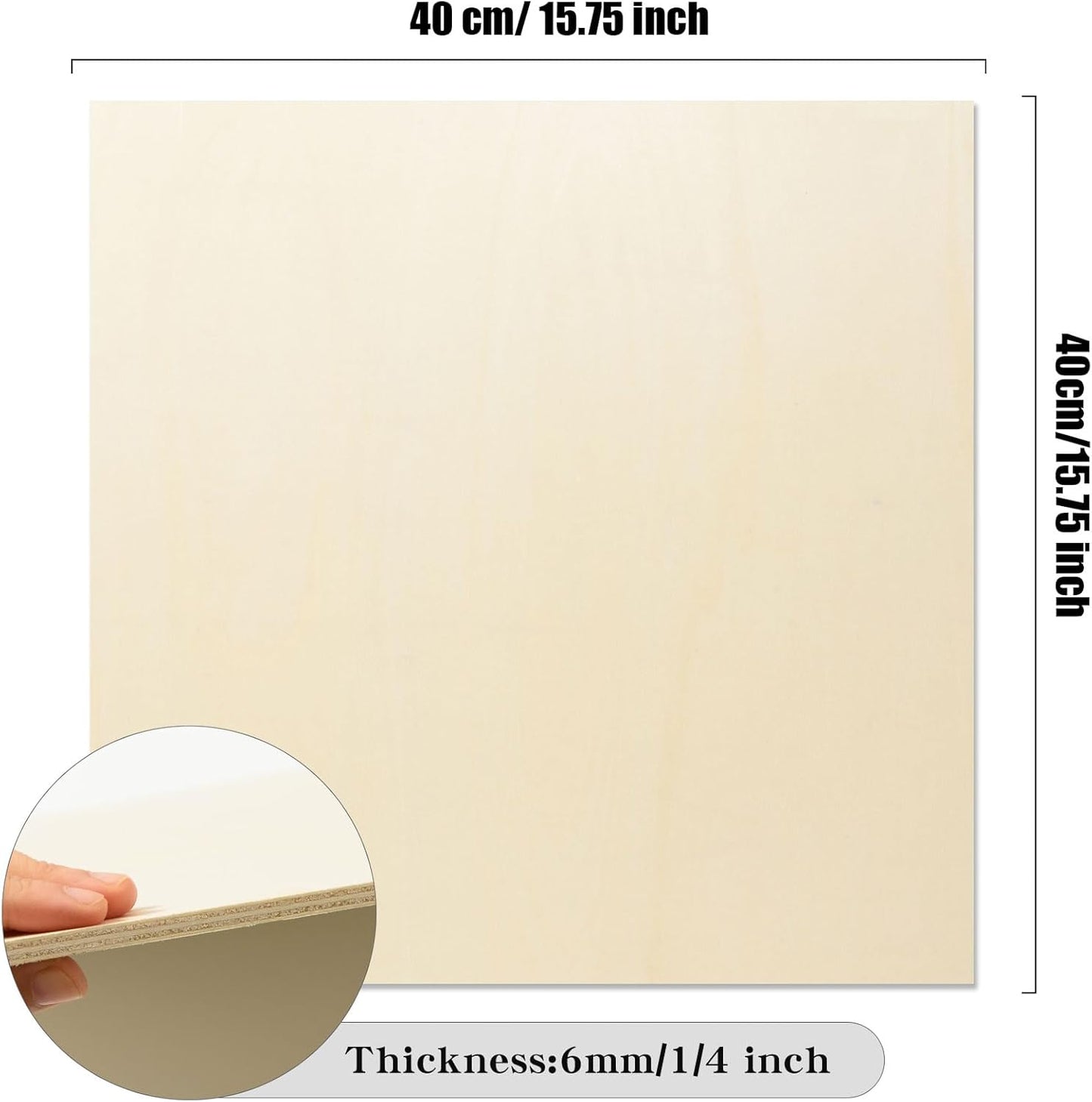 6 Pack 16 x 16 x 1/4 Inch-6mm Thick Basswood Sheets for Crafts Unfinished Plywood Sheets Boards Square Crafts Wood Sheets for DIY Laser Projects, Wood Burning, Engraving, Staining, Architectural Model
