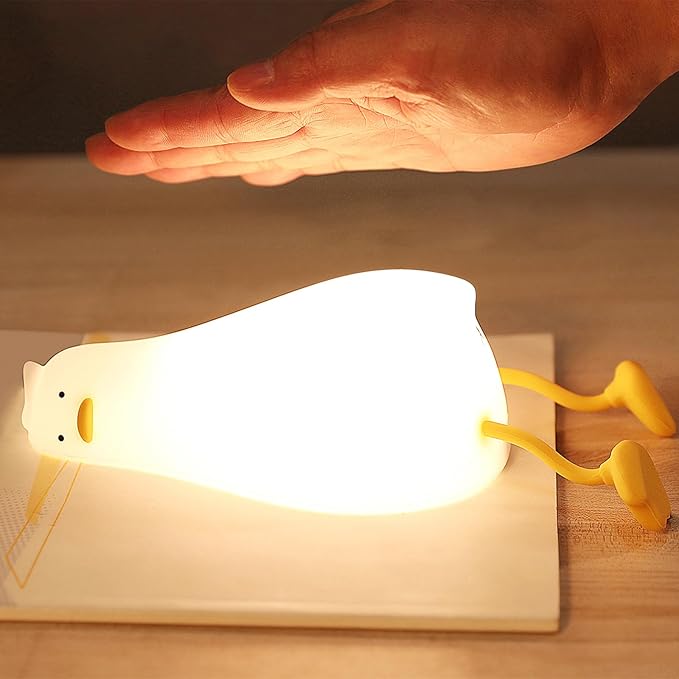 Duck Night Light, Touch Control Dimmable Silicone Bedside Lamp for Kids, USB-C Charging & 30-Min Timer, Nursery Decor Gift