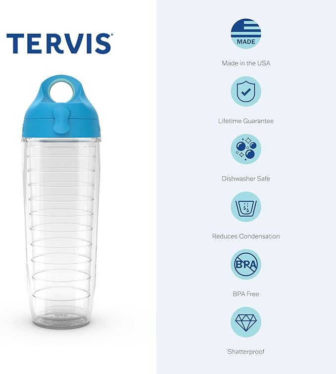 Tervis Softball - All Over Made in USA Double Walled Insulated Tumbler Travel Cup Keeps Drinks Cold & Hot, 24oz Water Bottle - Gray Lid, Classic