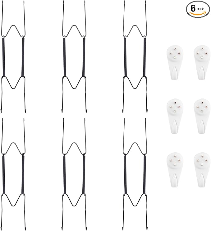 Bilillo 6 Pack Plate Hangers for The Wall, Suitable for 9''-11'' Decorative Plate,Invisible Heavy Duty Wire Plate Holder with Wall Hooks, Plate Hangers for Displaying Plates, Platter, Dish (Black)
