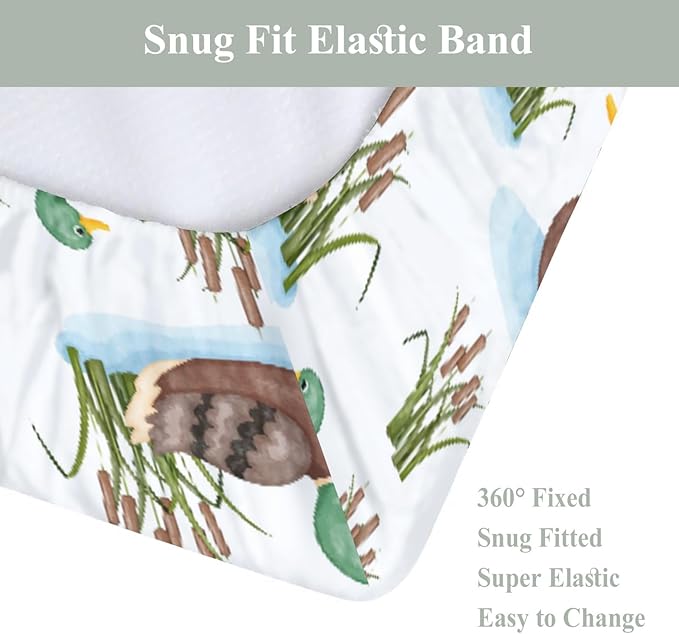 Cute Mallard Ducks Pond Changing Pad Covers for Baby Girl Boy Hunting Duck Season Fitted Change Table Cover Mats Wild Duck Reef Lake Soft Diaper Changing Table Sheets 32''×16''